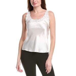 Josie Natori Womens  Rose Parfait Silk Tank, White